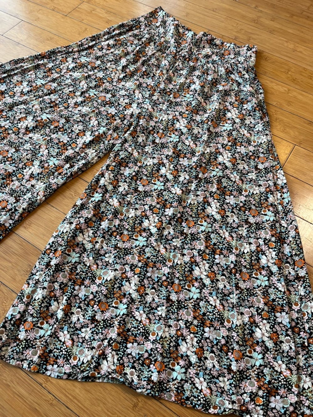 NATURAL LIFE Floral Boho Wide-Leg Palazzo Pants 100% Rayon - Picture 3 of 9